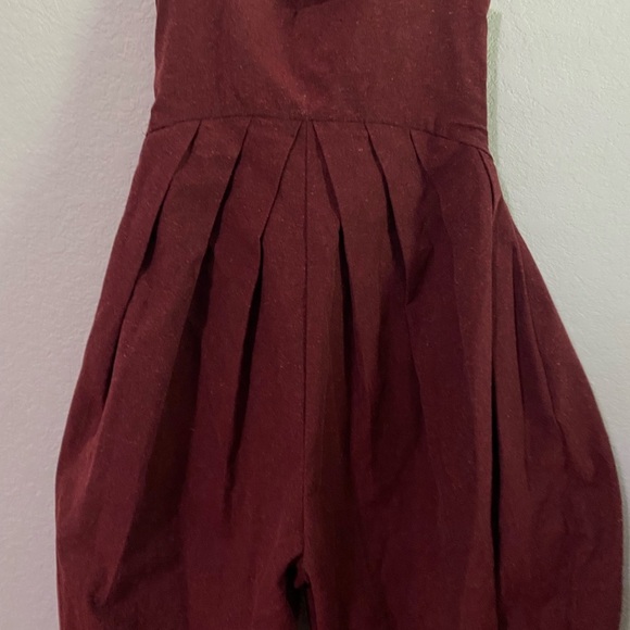 ALUF Brazilian Designer Docs Burgundy Pleated Barrel Leg Cottagecore Jumpsuit M - Picture 16 of 16
